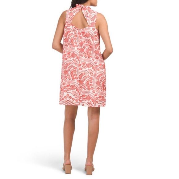 JULIA JORDAN Ivory/red Sleeveless Embroidered Eyelet Mini Dress - Picture 2 of 6